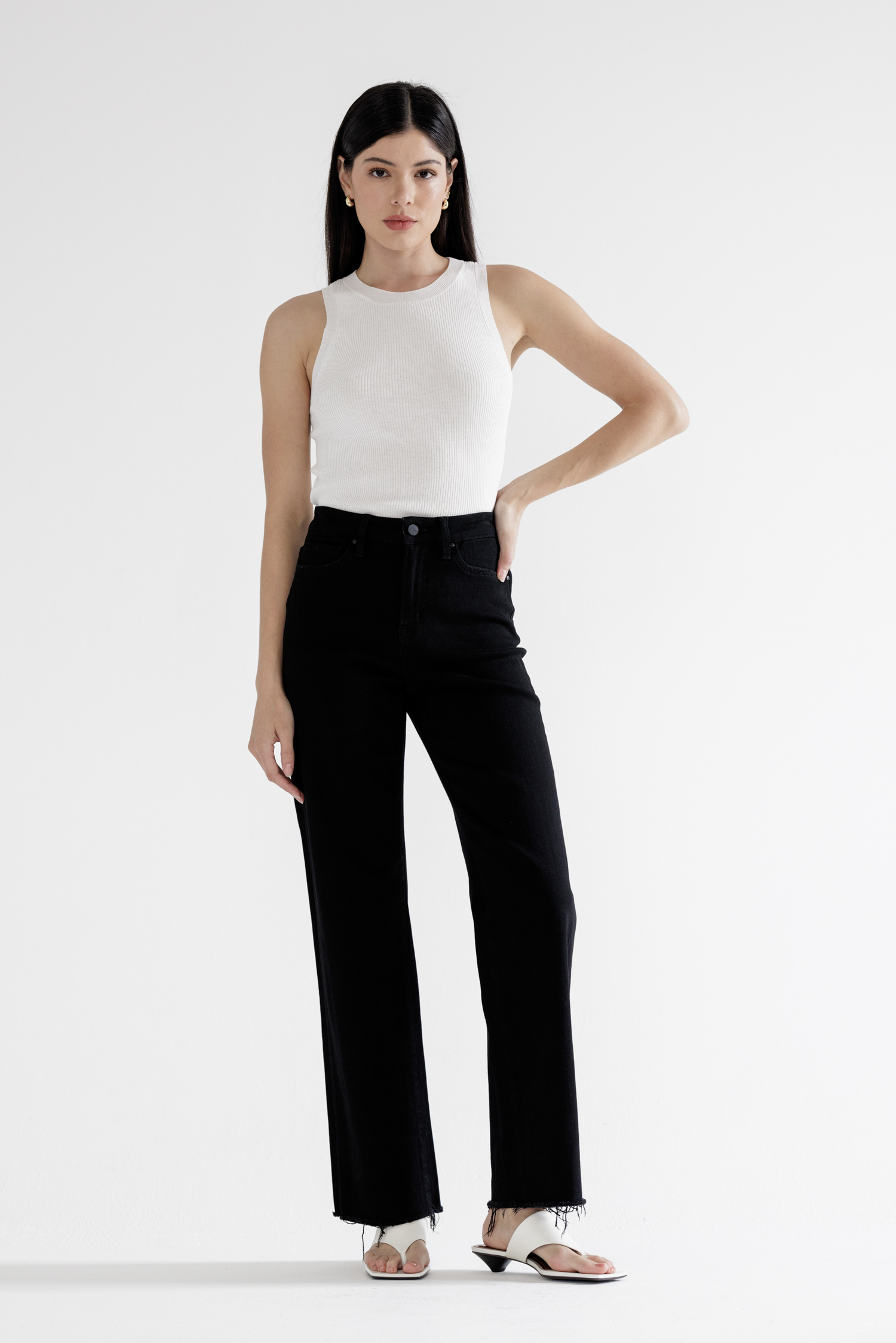 HIGH RISE SLIM WIDE W/ RAW HEM