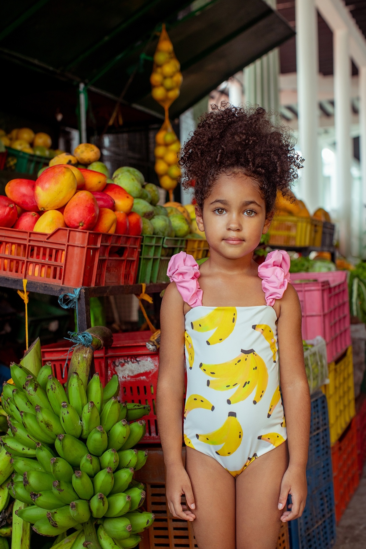Sustainable kids swimwear made of recycled fabrics and sun protection.  Made in Columbia