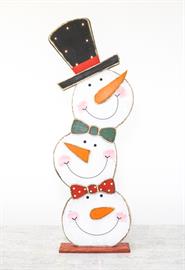 Stacked Smiling Snowman with LEDs