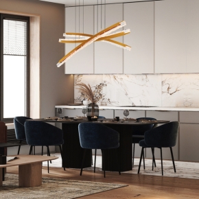  This stunning fixture features a luxurious brass finish, paired with integrated LED lighting for both style and functionality. 