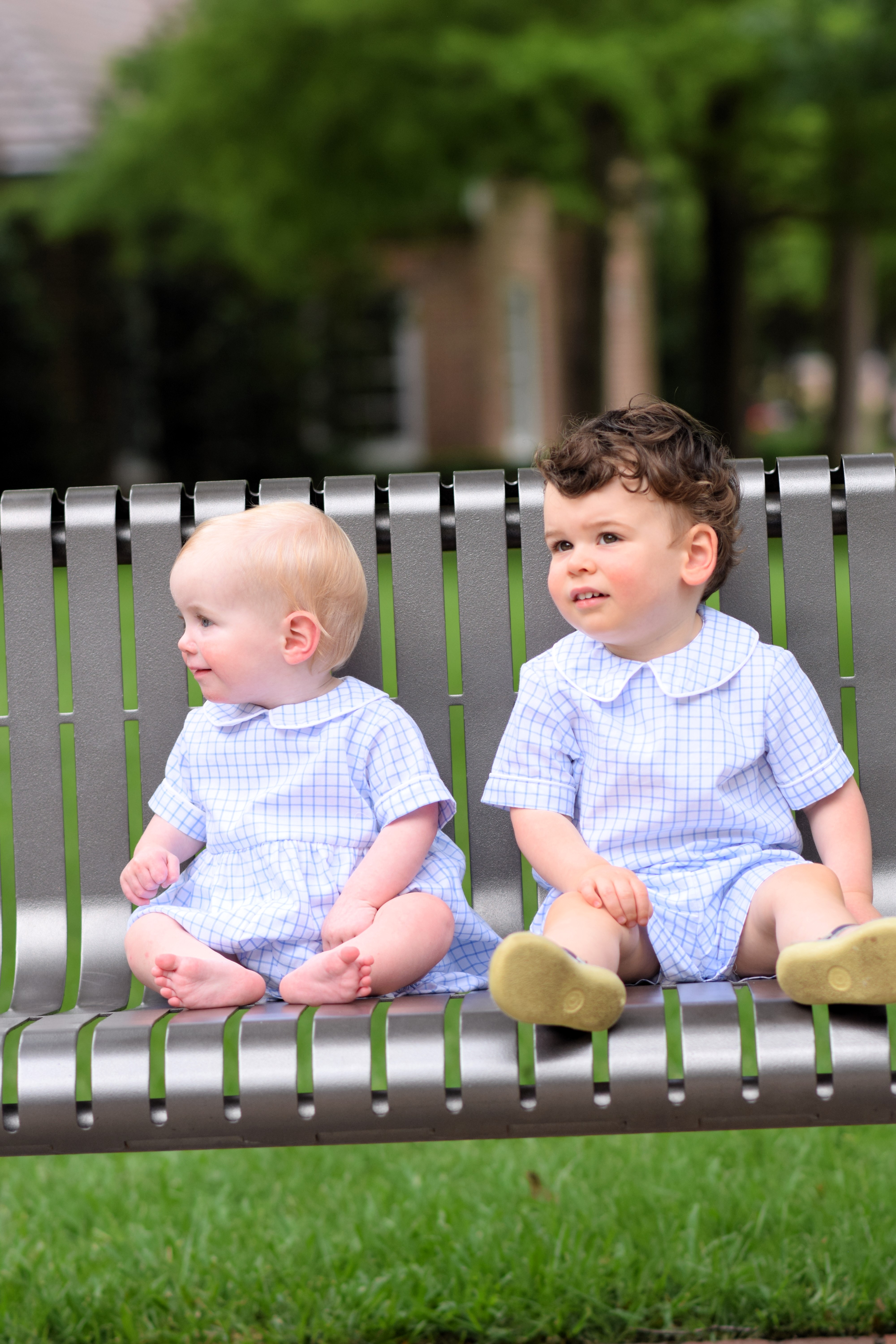 COTTON WINDOWPANE CHECK OUTFITS FOR INFANT AND TODDLER BOY