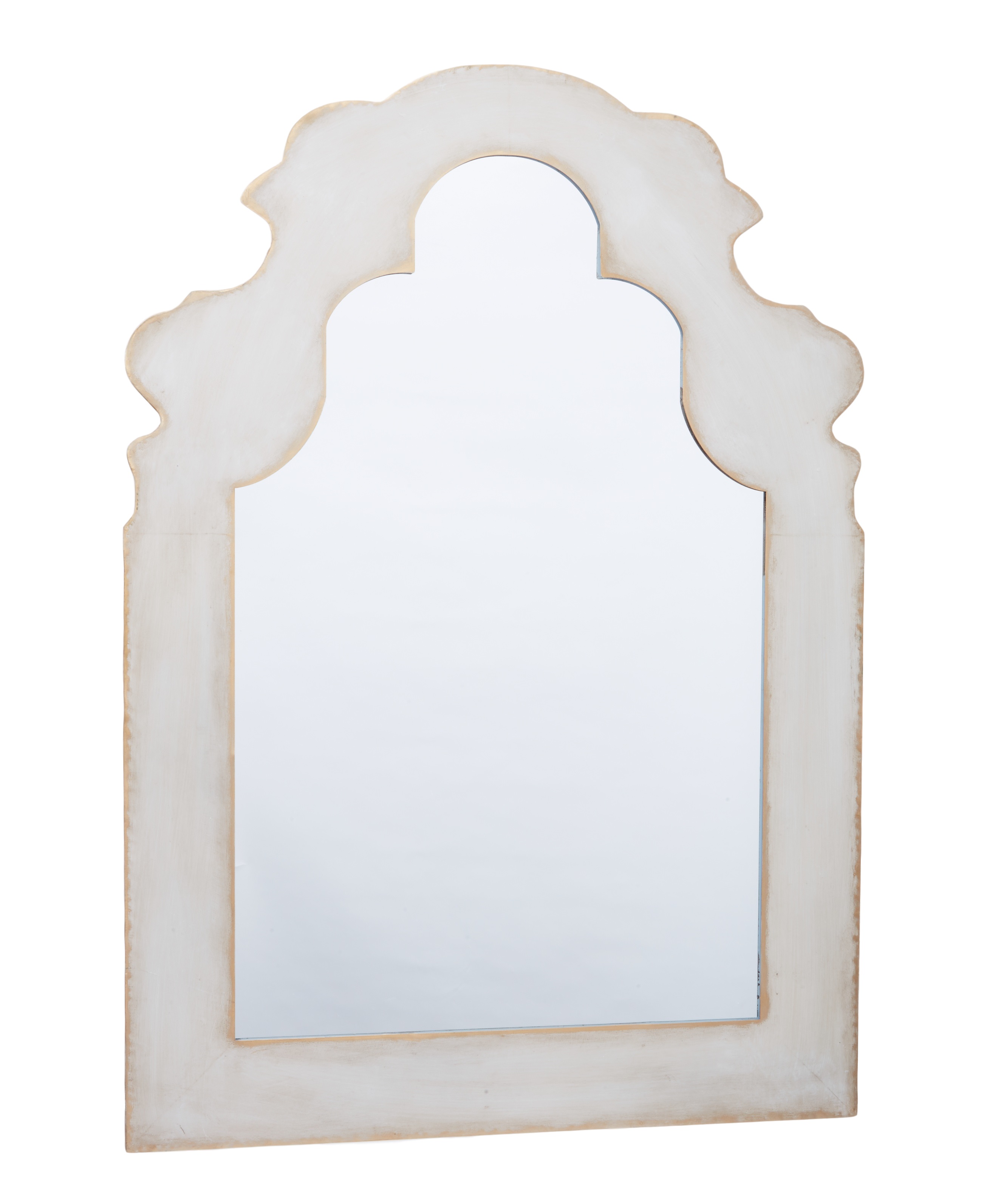 LUNA GREY WASHED METAL MIRROR WITH BRUSHED GOLD EDGES