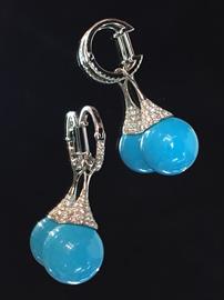 Sleeping beauty turquoise and diamond earrings