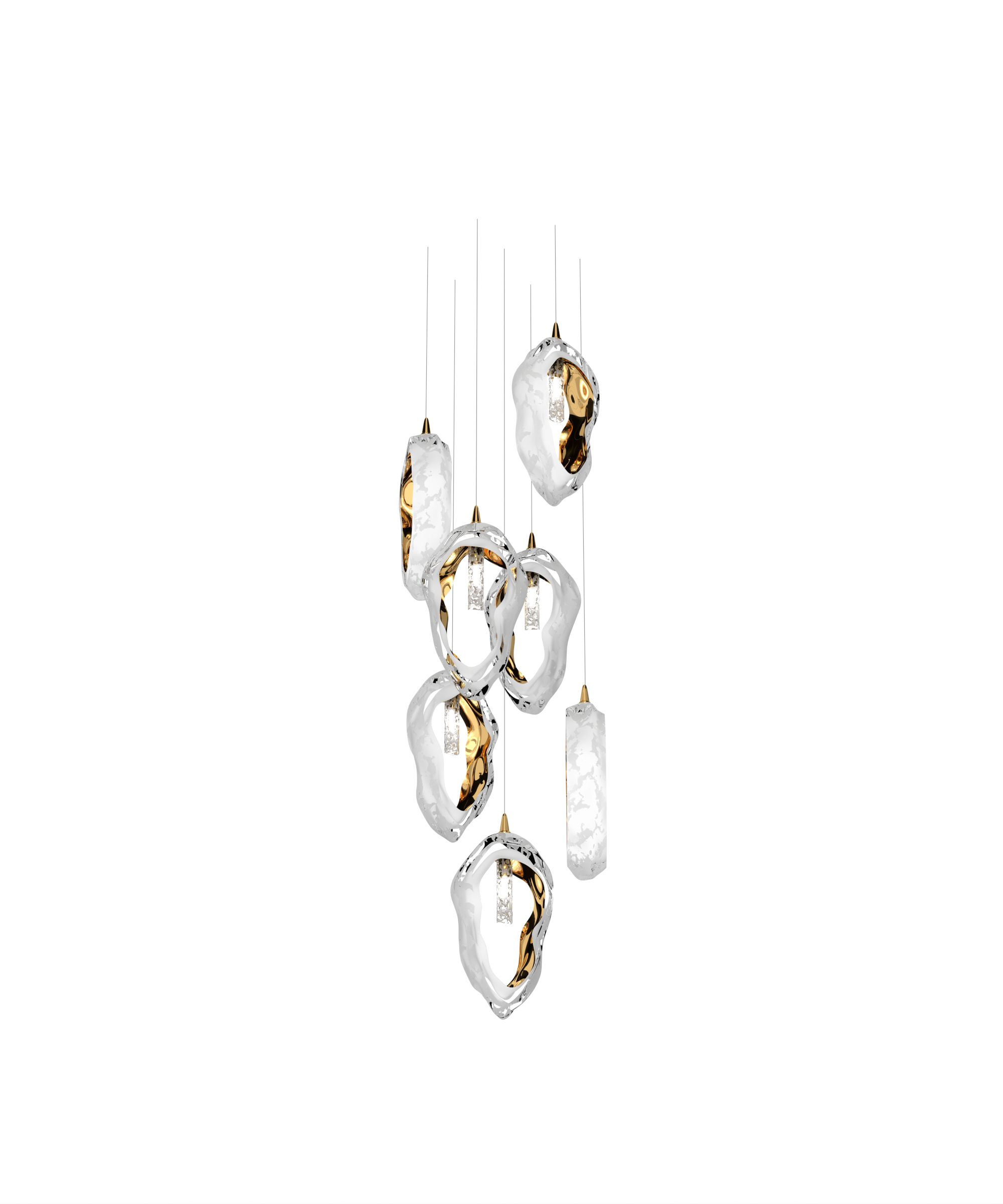  Color: crystal + opal + gold + French embossing Diameter: 410 mm (16,14 in) Height: 1180 mm (46,46 in) Weight: 27 Kg  Light source: 8 x G9