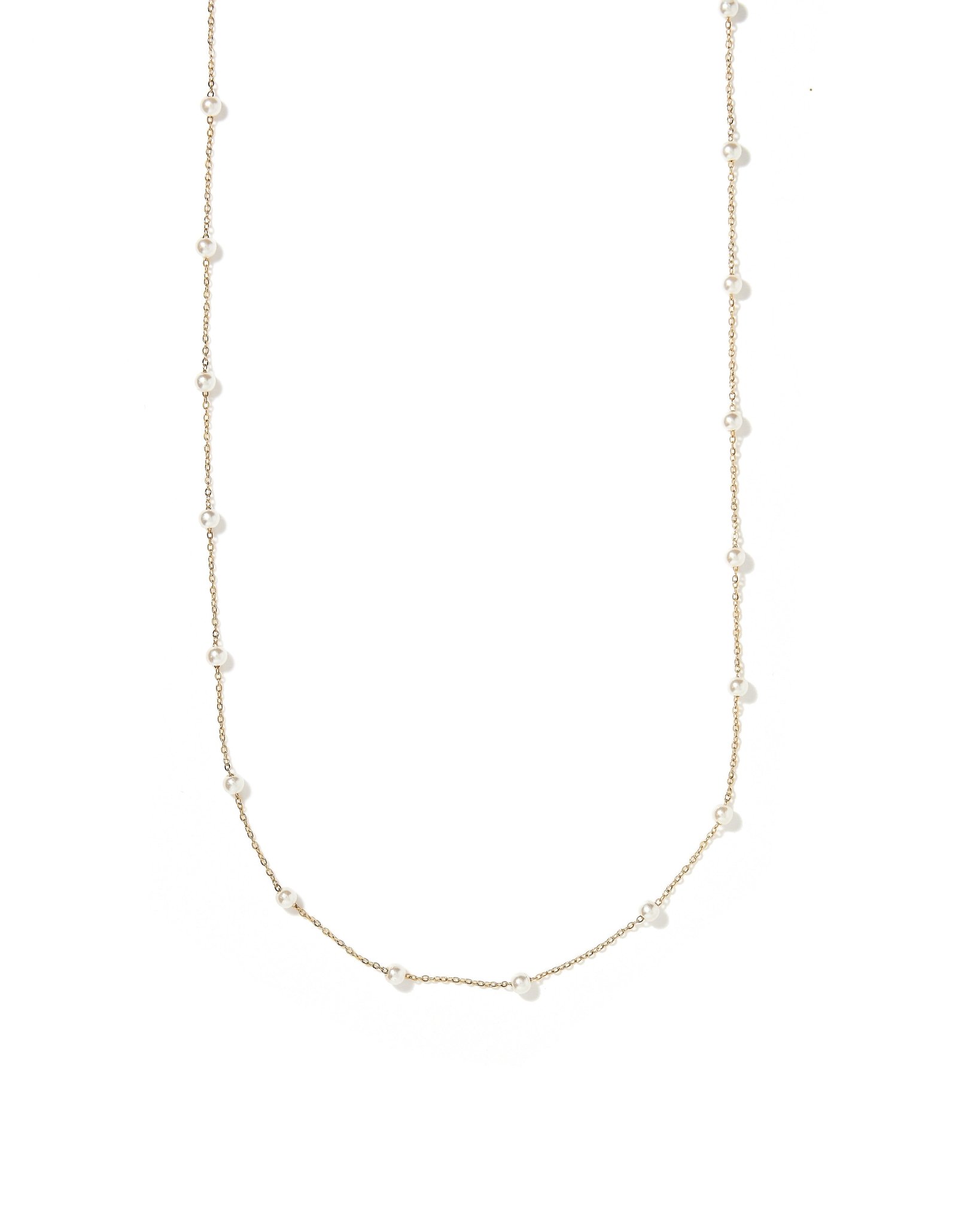 Dabney Pearl Elegant pearl necklace with a gold chain and pearl accents. Made from surgical-grade stainless steel, it's lightweight, hypoallergenic, tarnish-resistant, and perfect for layering.