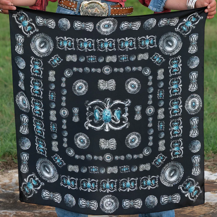 Western, luxe concho design available in Black, Dusty Pink, Sage, Turquoise 