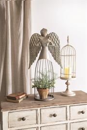 Angel with Harp Metal Statue
