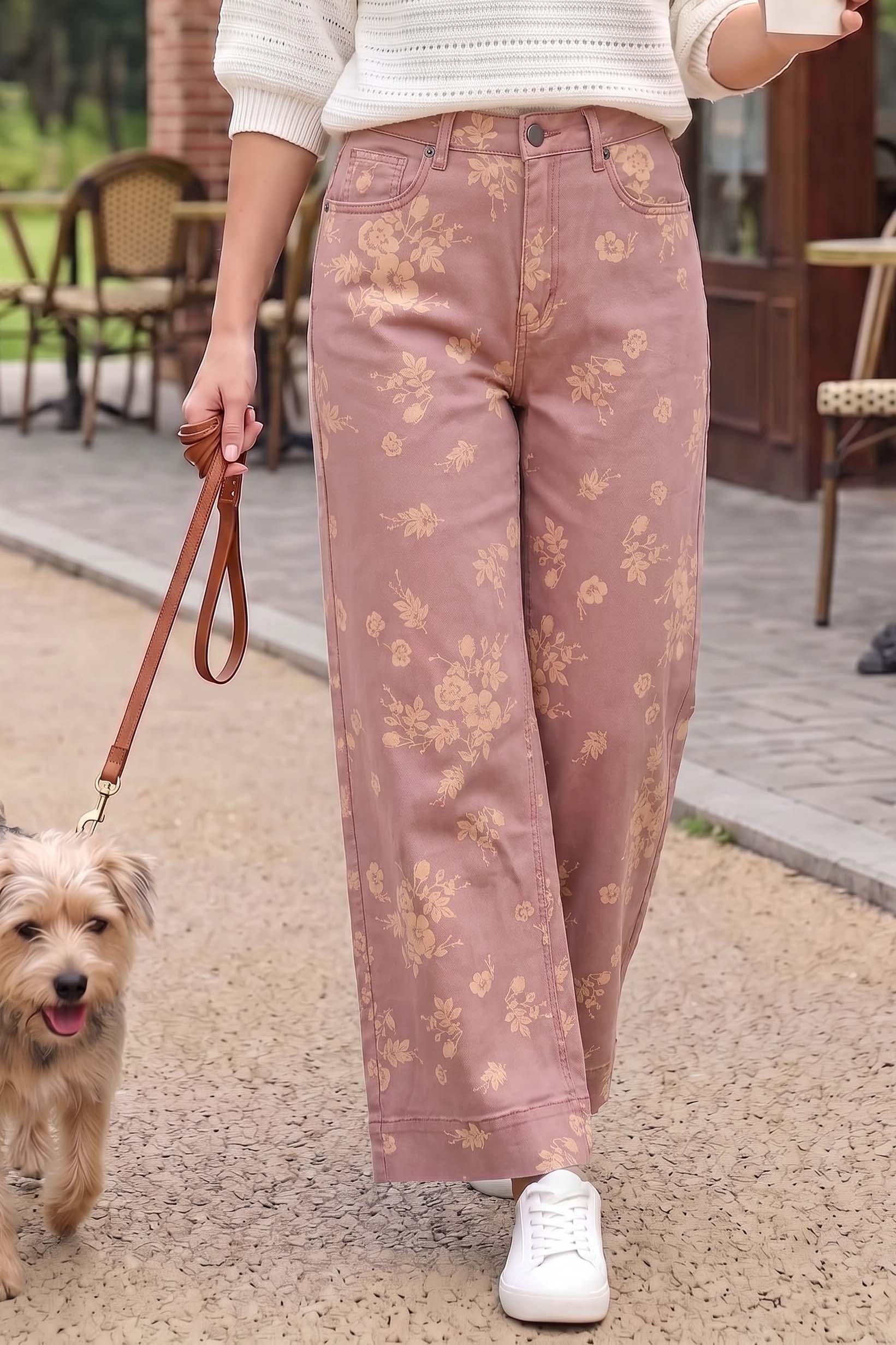 Floral printed Straight Leg Cotton Span Pants