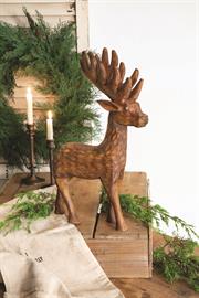Hand-Carved Peering Buck 