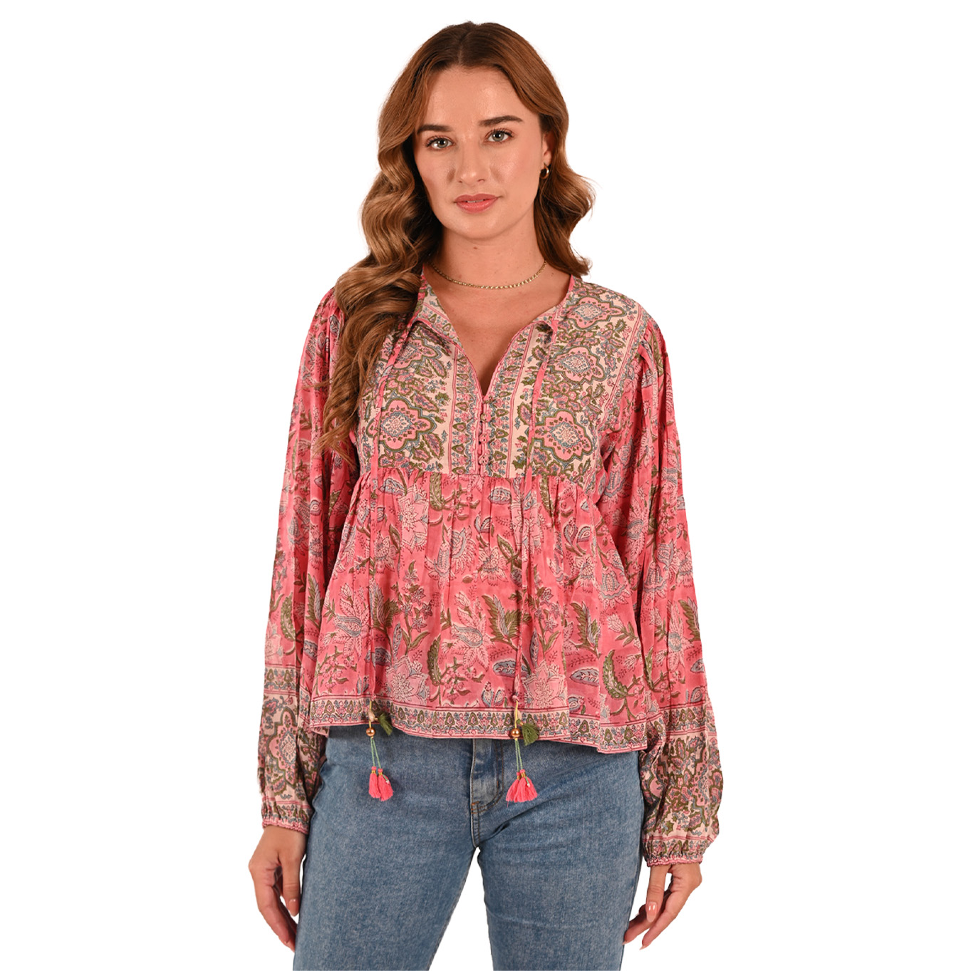 Handblock Printed Top in Print Primrose Paisley