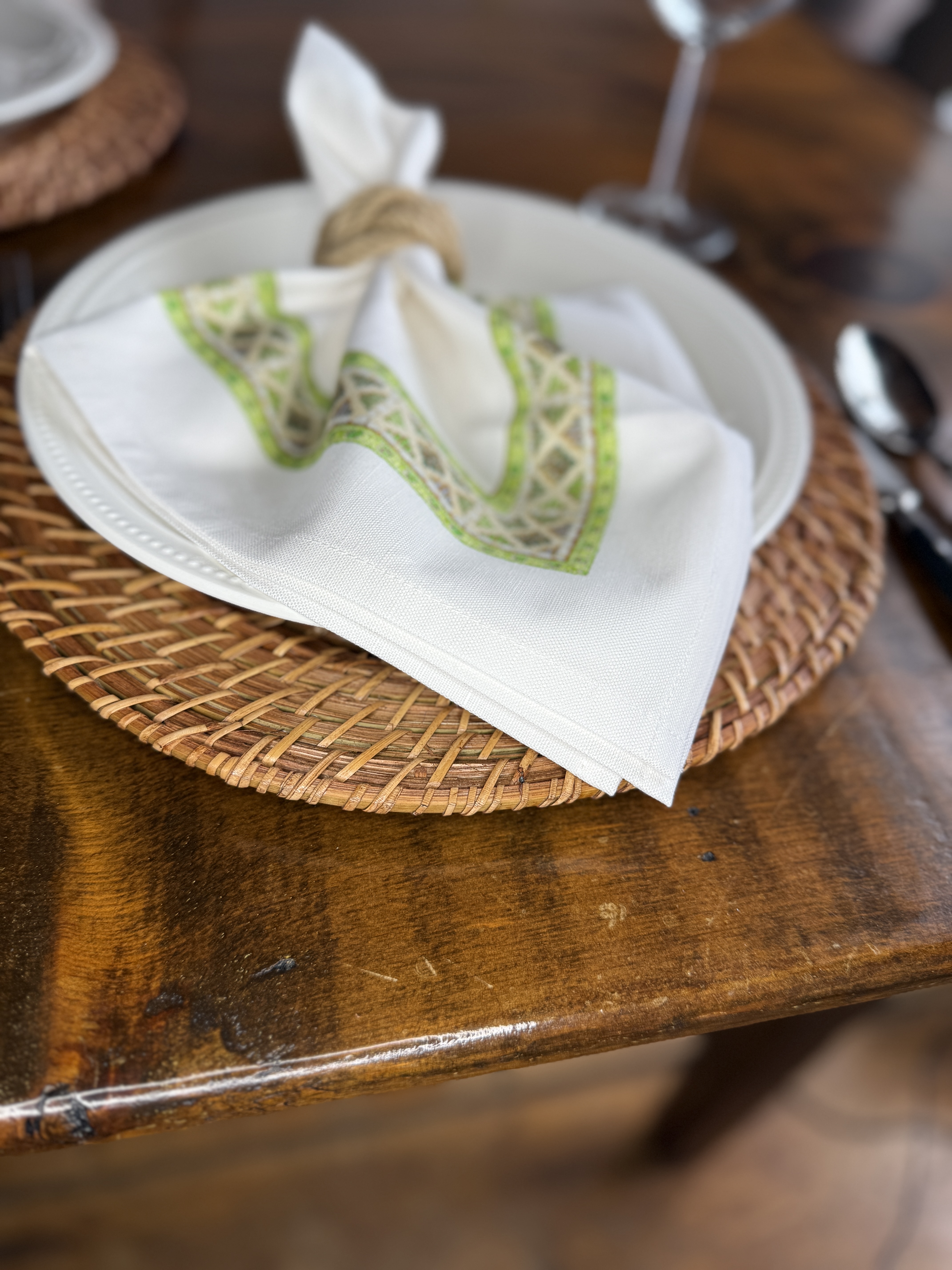 Original Hand Painted Art Printed on 55% Linen/45% Cotton,  20" x 20" Dinner Napkin