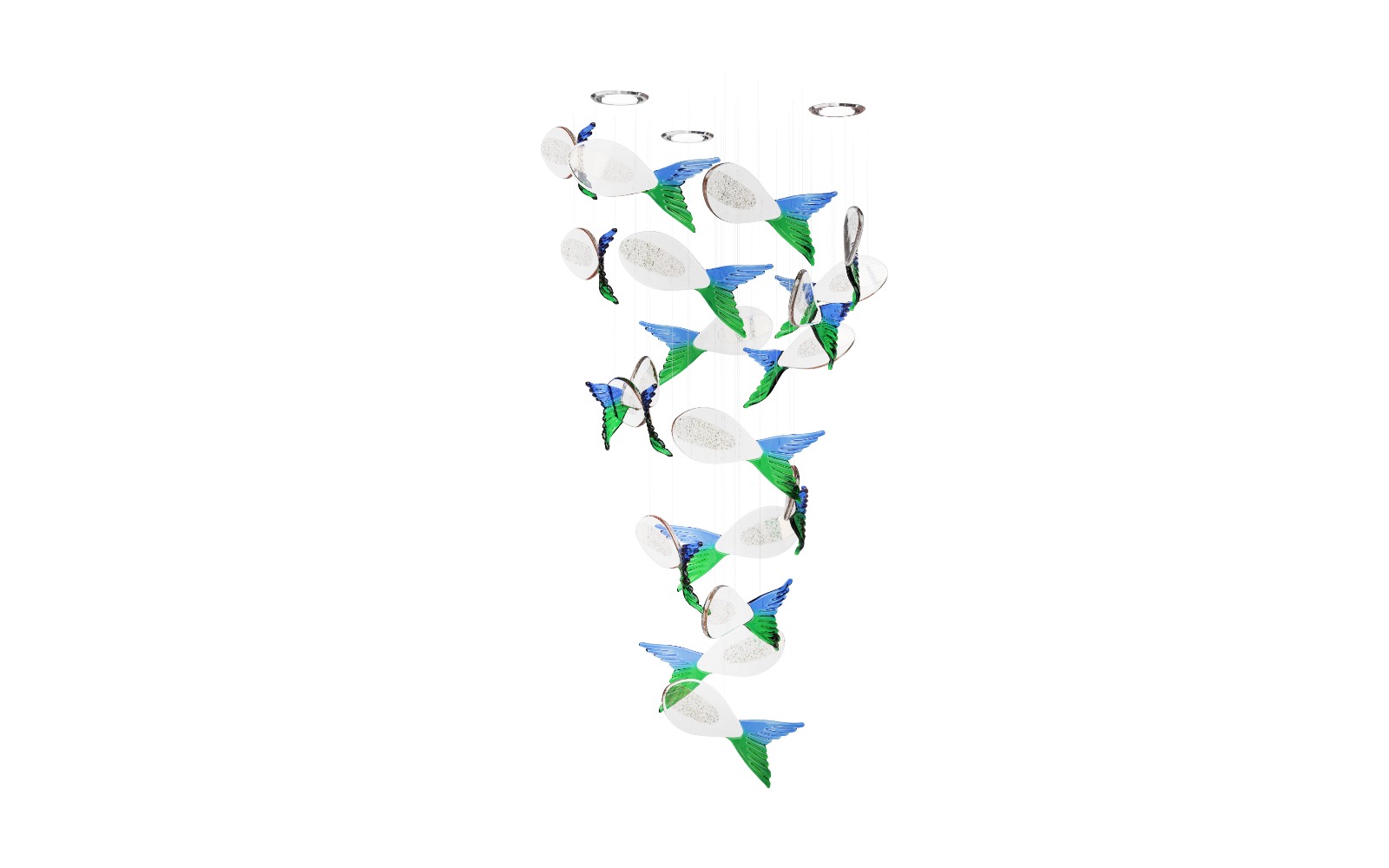 Cascade Crystal Chandelier Handcrafted Pieces in the fish form for the any space available in sizes and colors