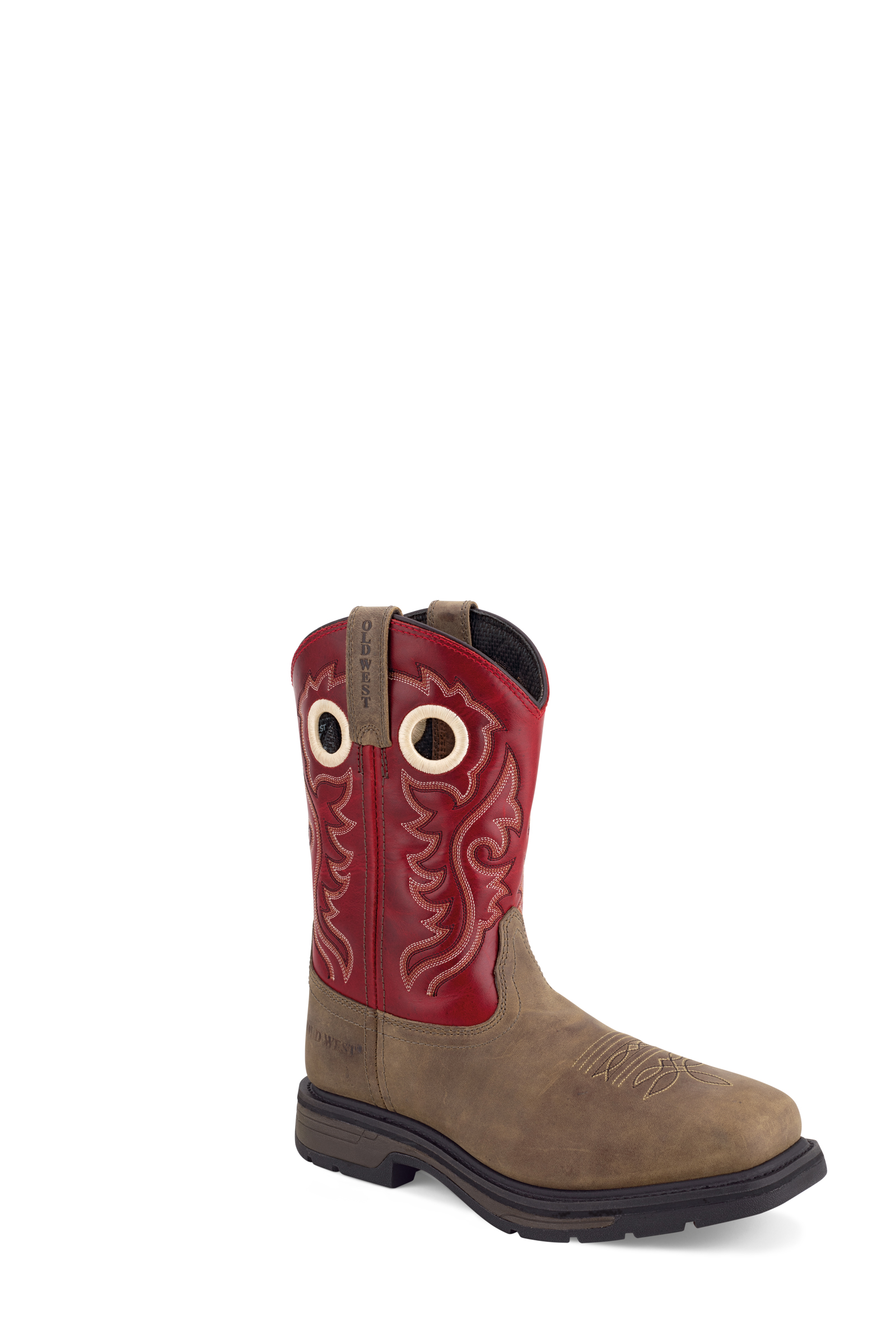 Premium Full grain leather 11" shaft, 6 – row fancy stitch, broad square soft toe and Slip and Oil Resisting heavy duty rubber outsole.