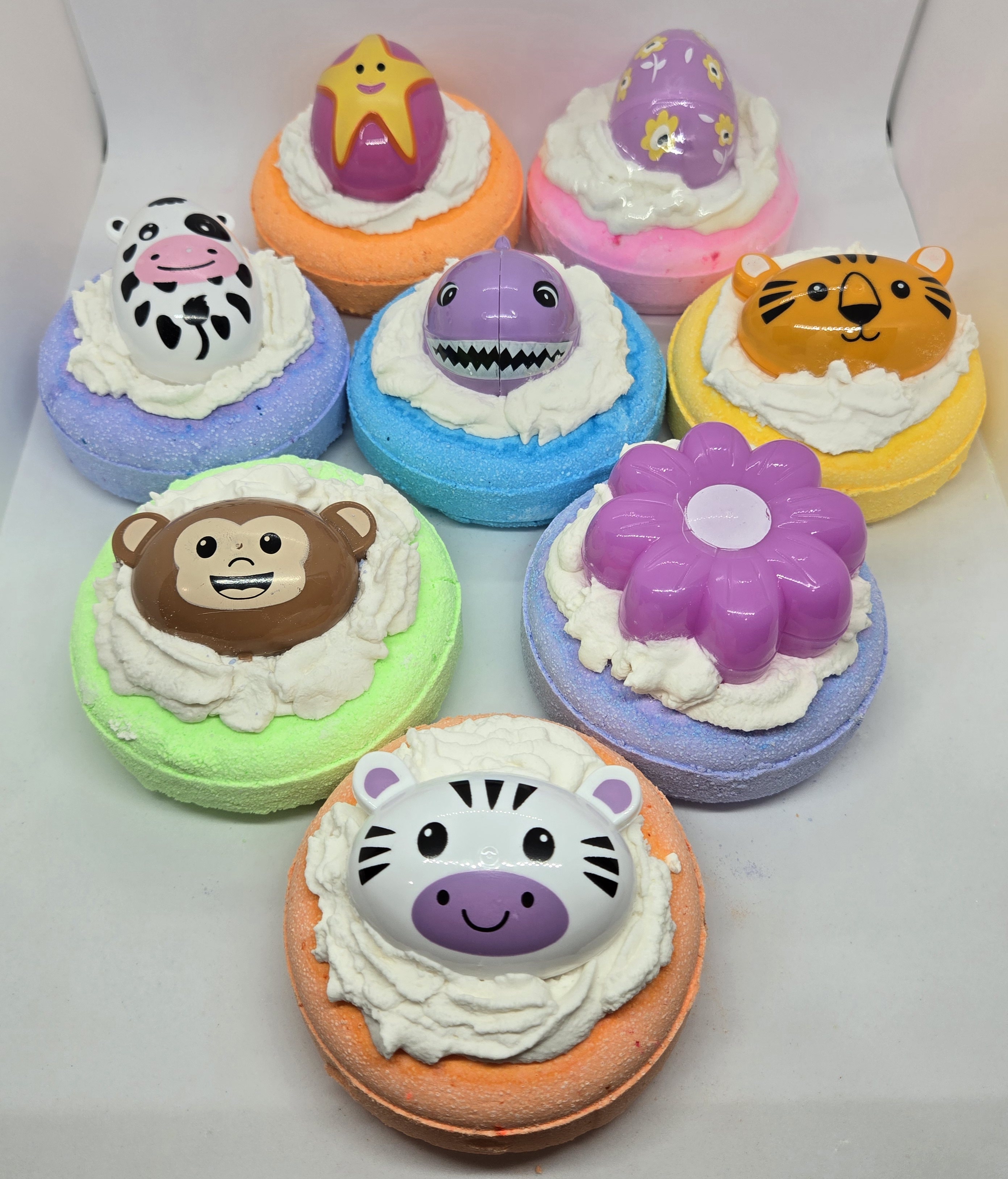 These bath bombs have hidden treasures, which kids love.