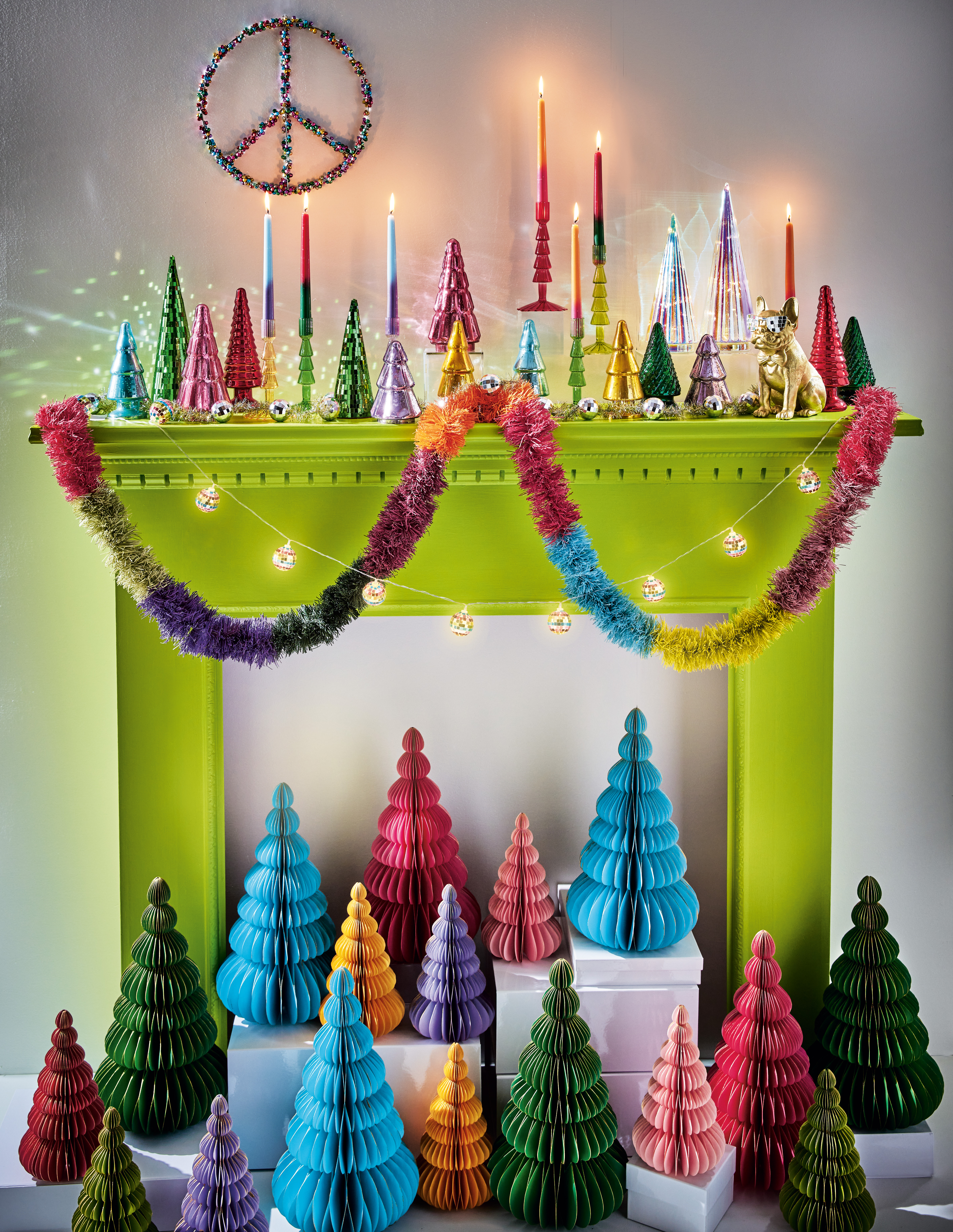 Bold pattern, retro color, and a playful spirit. This feel good collection brings a fresh take on holiday nostalgia with funky details made to brighten every display.