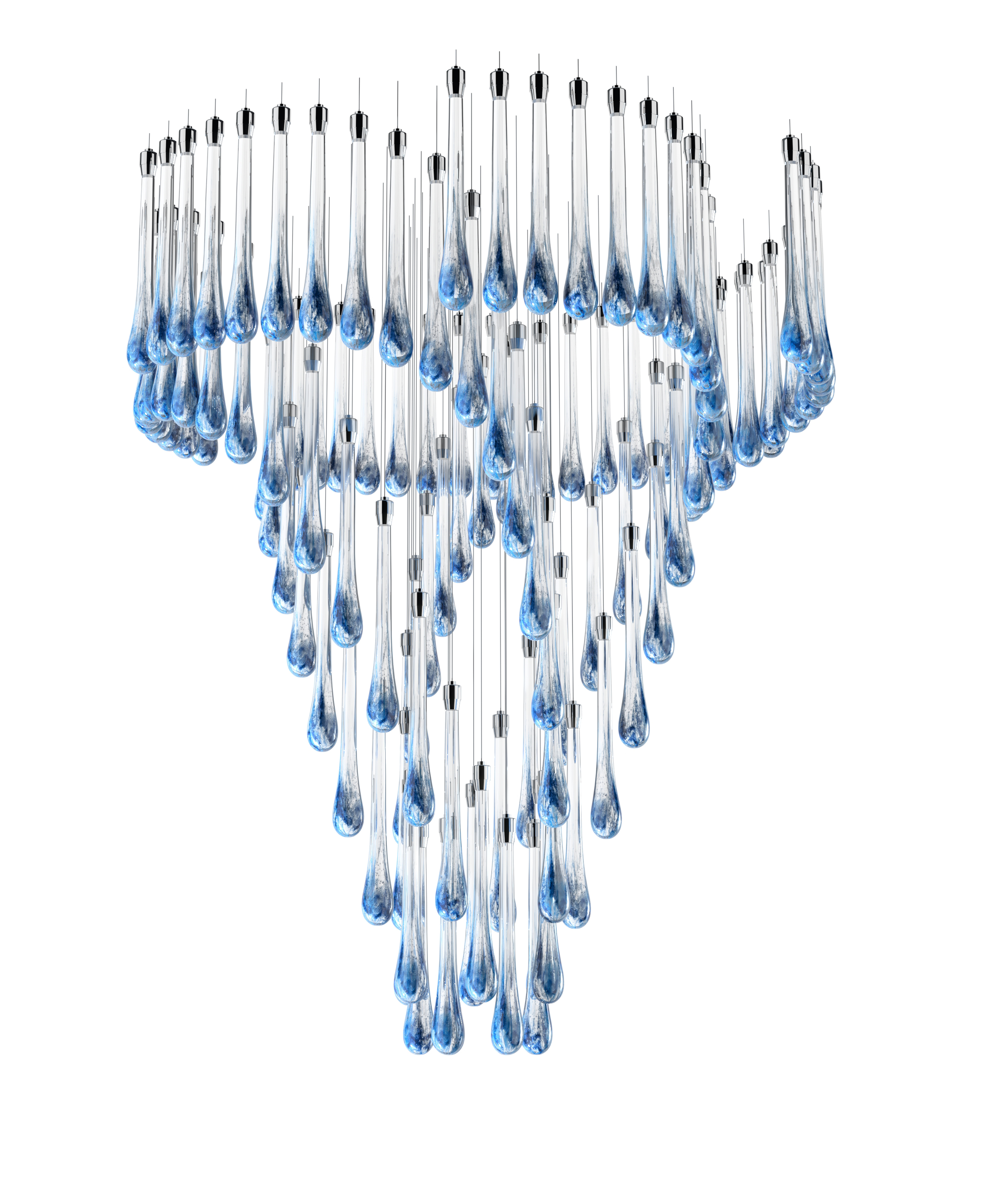 Color: crystal + middle blue + turquoise + soda Diameter: 1000 mm (39,37 in) Height: 1130 mm (44,49 in) Weight:33 kg Light source: 36 x LED chip