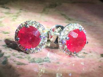 Natural ruby and diamond earrings