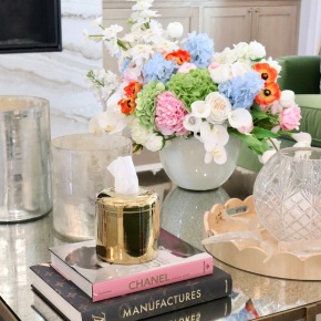 Shiny Gold Ceramic Decorative Tissue Vessel