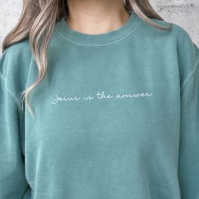 Mint Sweatshirt with White Graphic