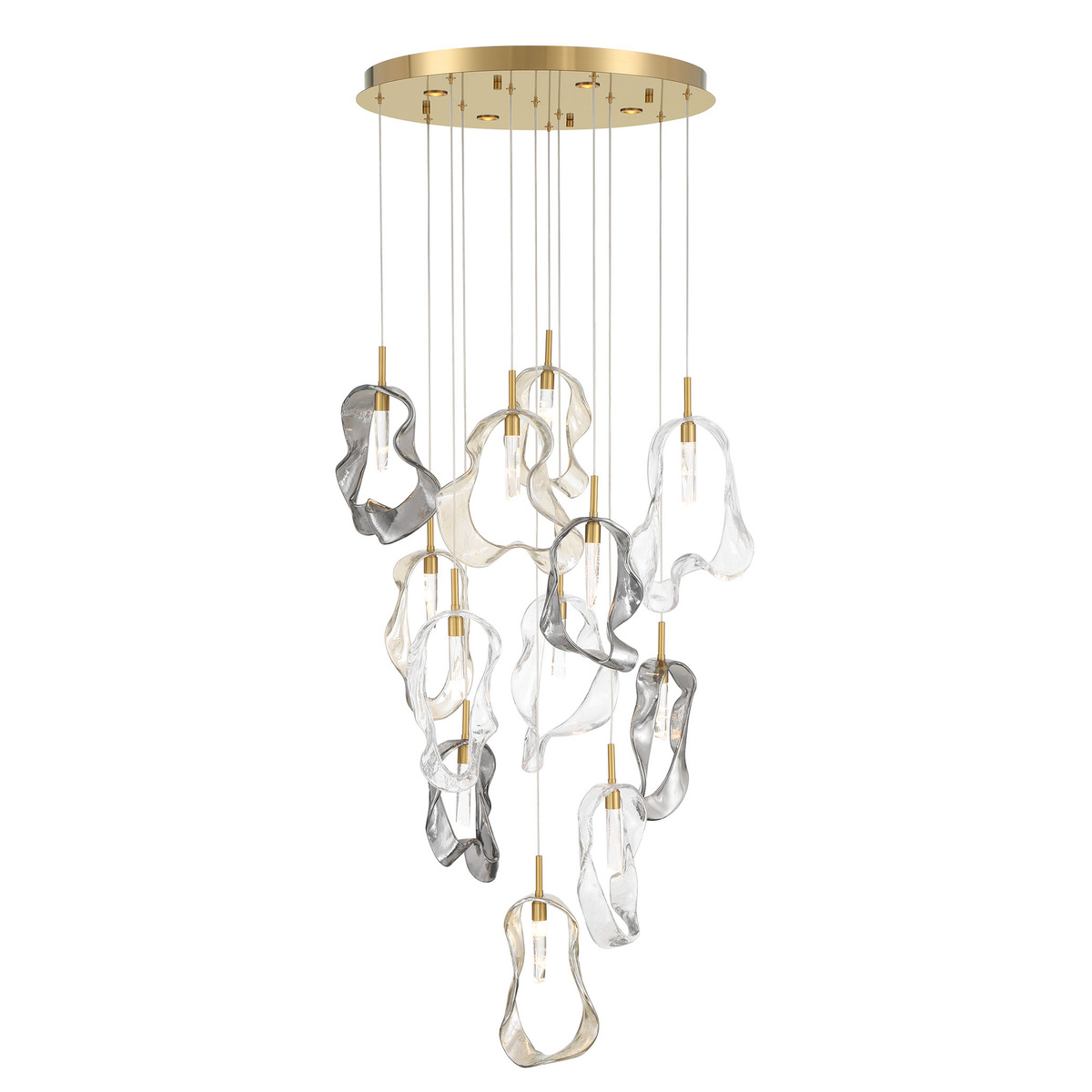 12-Light 24" Integrated LED Multi Drop Chandelier 