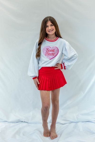 Athletic hinge skort with soft cotton blend vintage sweatshirt