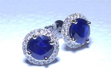 Natural sapphire and diamond stud earrings