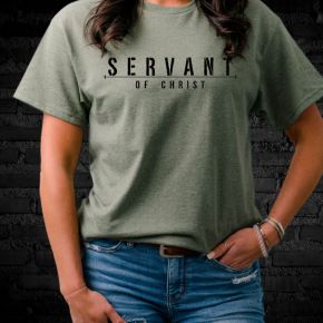 Heather Army Green tee with Black Graphic
