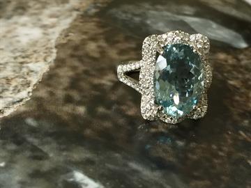 Aquamarine Diamond Ring