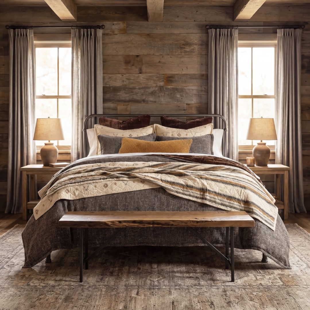 Western symbols on the front, reverse showcases a design inspired by 1970s vintage truck upholstery. Lightweight 100% washed cotton, versatile year-round.