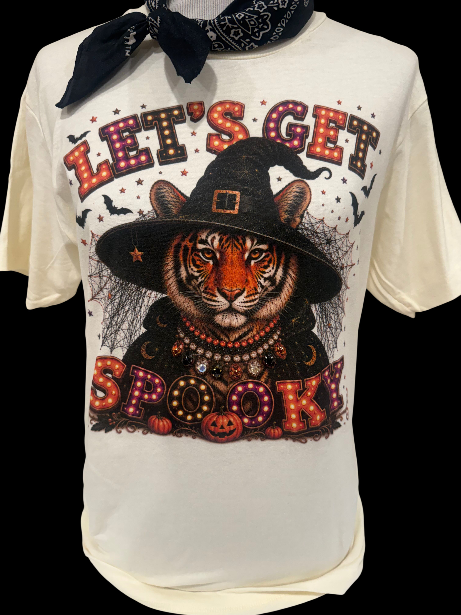 Get into the Halloween spirit with this eye-catching "Let's Get Spooky" Tiger crew.
