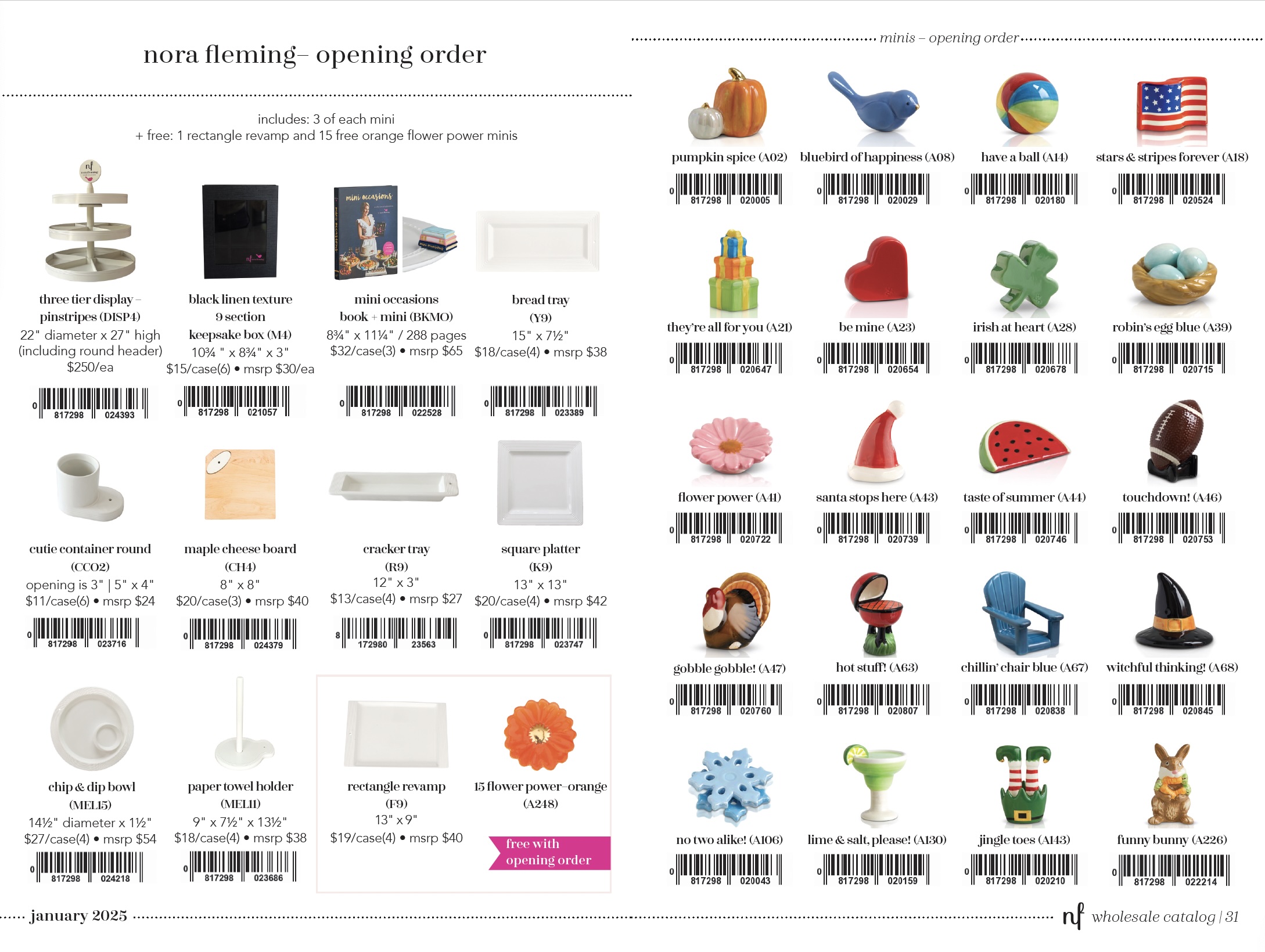 Opening order for a new nora fleming retailer