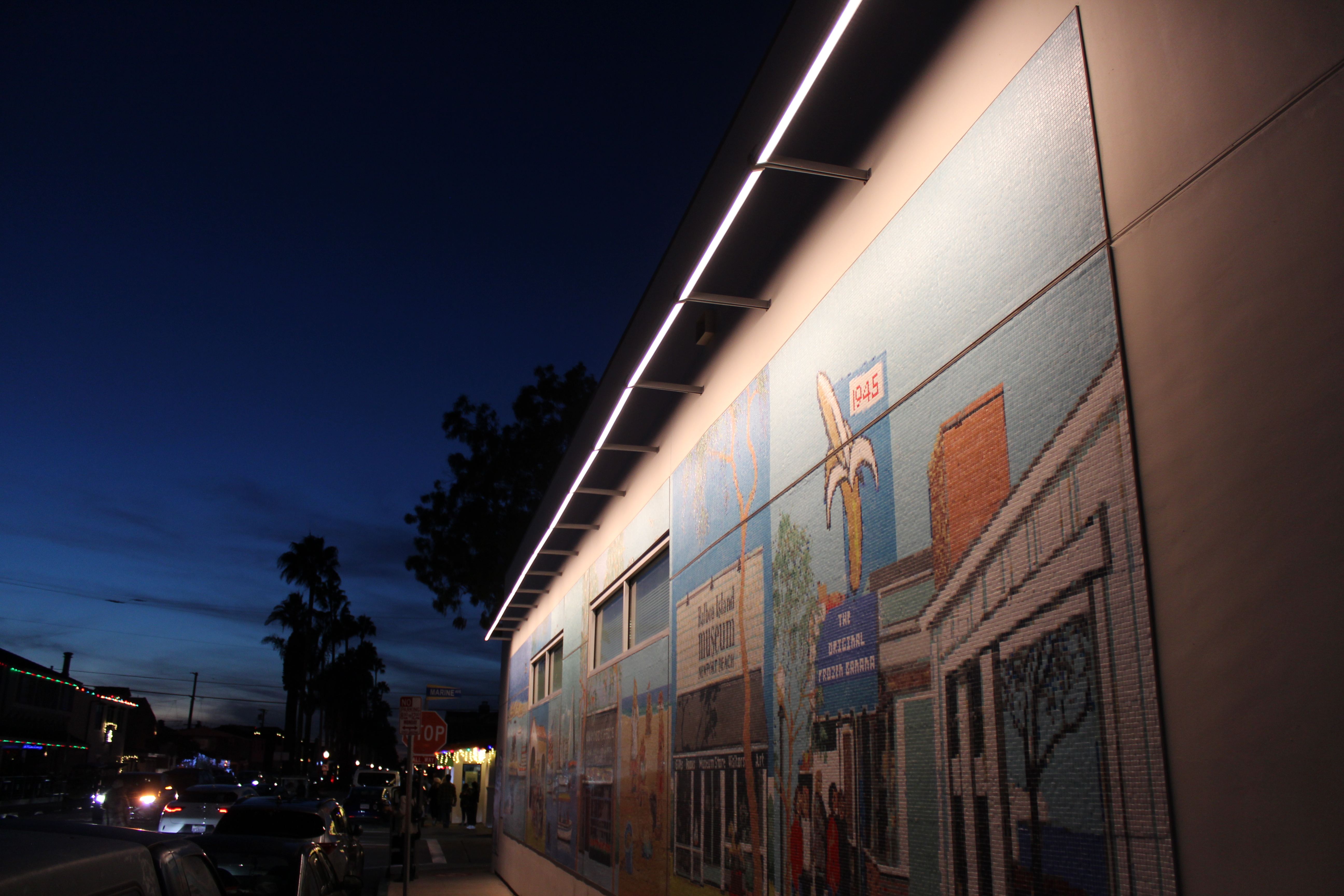 Balboa Island Mural |  Lighting Design : WSP Irvine CA Mural Artist | Designer : Barbara Abbott