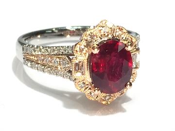 Natural ruby and diamond ring