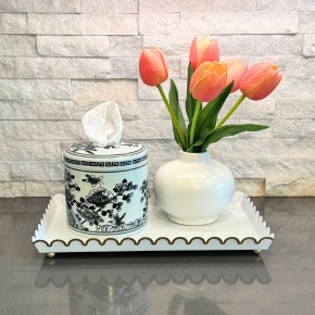 Black and White Decorative Ceramic Tissue Vessel