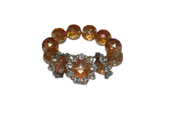 Vibrant orange crystals, exquisitely adorned with a layer of gleaming silver-plated crystals, creating a radiant fusion of warmth and sparkle.
