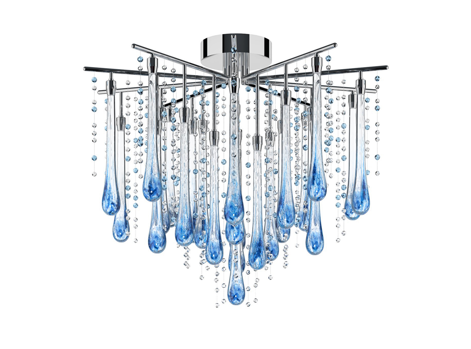Color: crystal + middle blue + turquoise + soda Diameter: 700 mm (27,56 in) Height: 600 mm (23,62 in) Weight: 13 kg Light source: 26 x LED chip