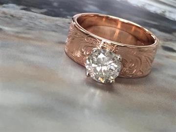 Hand Engraved Diamond Ring