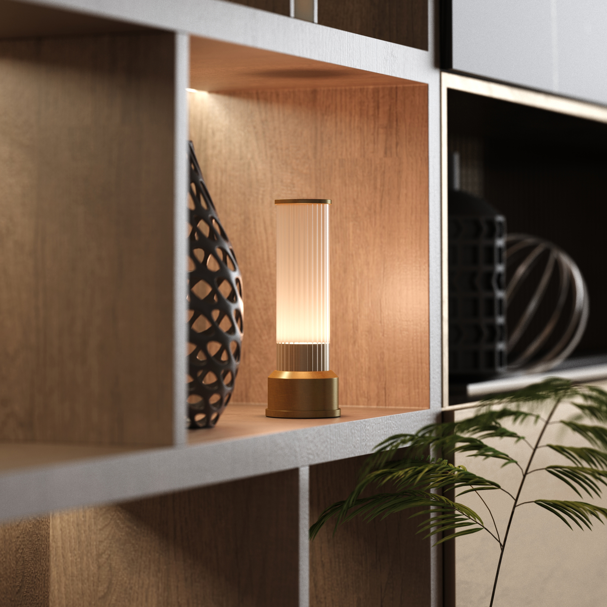 Drawing inspiration from a classic candlestick silhouette, these cordless lights feature a beautifully fluted acrylic lens that diffuses light with a remarkable softness to accent any space.