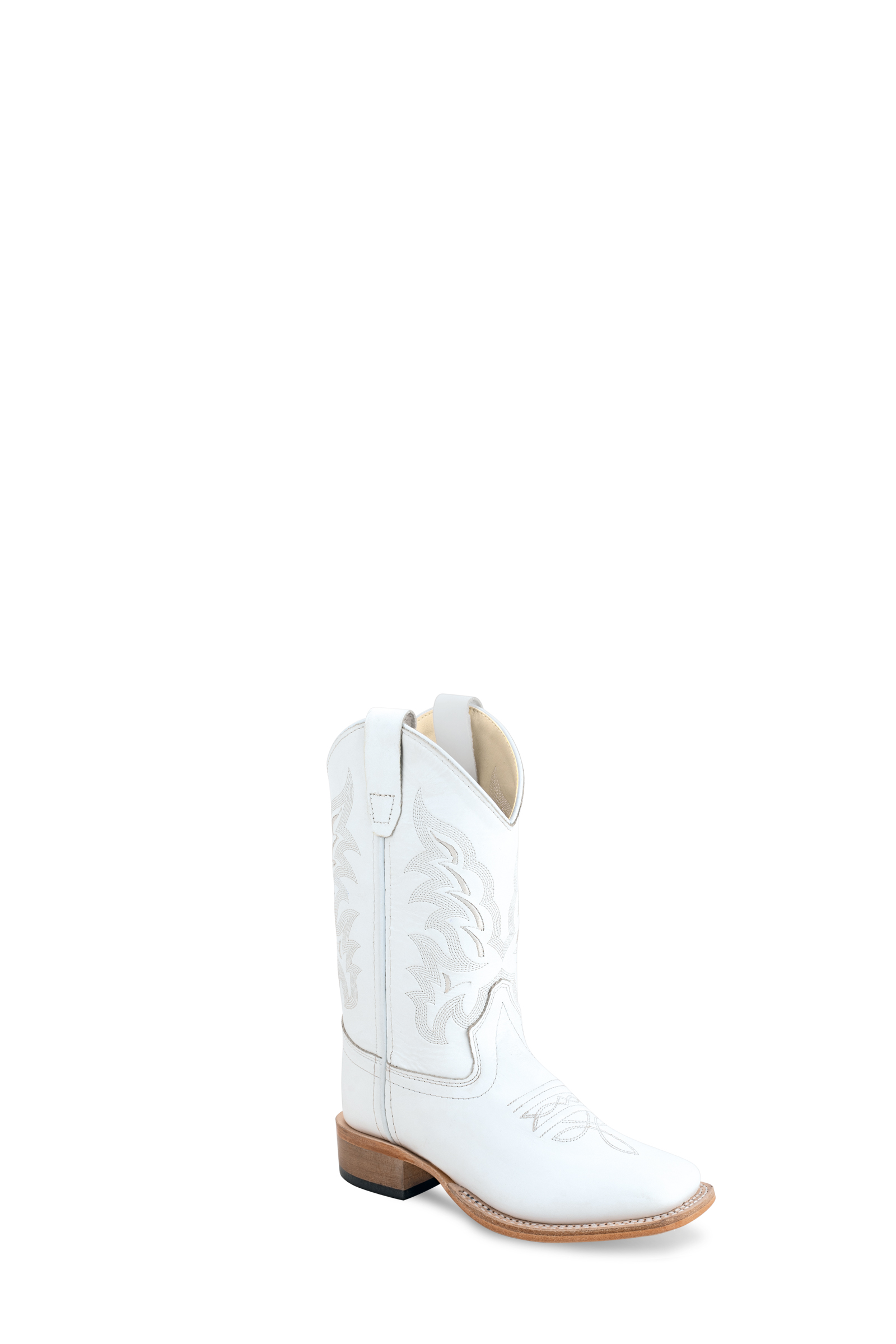 All over leather foot & shaft, 6 – row fancy stitch, reinforced shanks, hand corded medallion, natural leather welt, white double row welt stitch, broad square toe and leather outsole.