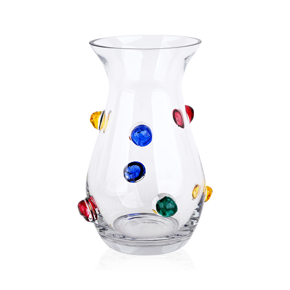 Colorful beaded glass vase