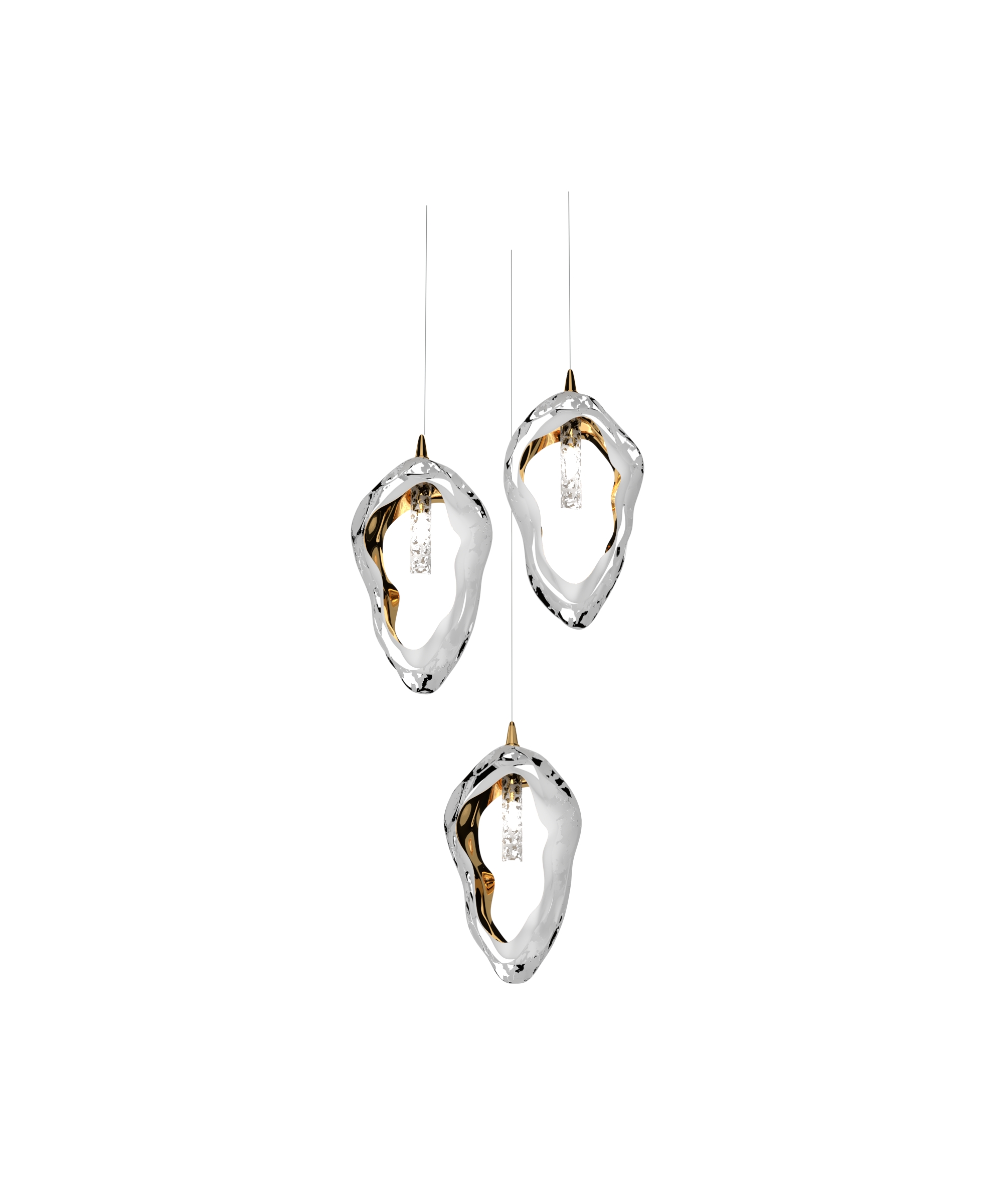 Color: crystal + opal + gold + French embossing Diameter: 360 mm (14,17 in) Height: 750 mm (29,53 in) Weight: 10,5 Kg Light source: 3 x G9