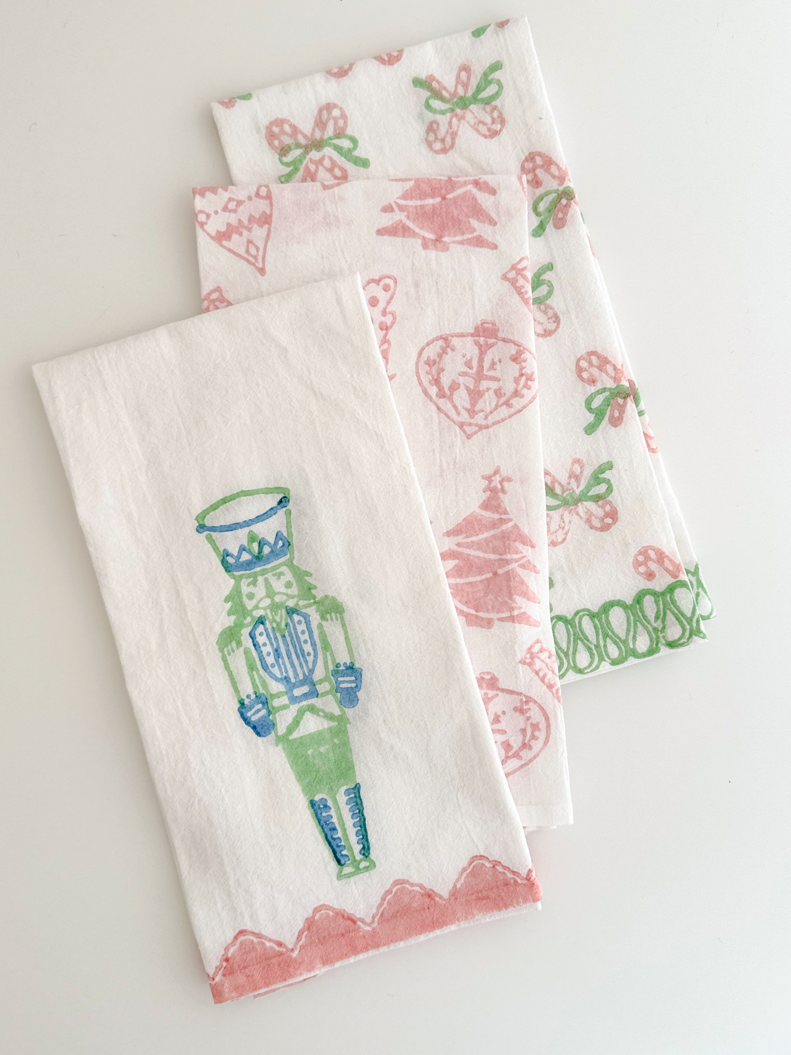 Our newest collection of Tea Towels, Sugar Plum.  Also in Table Runners and Organic Napkins.