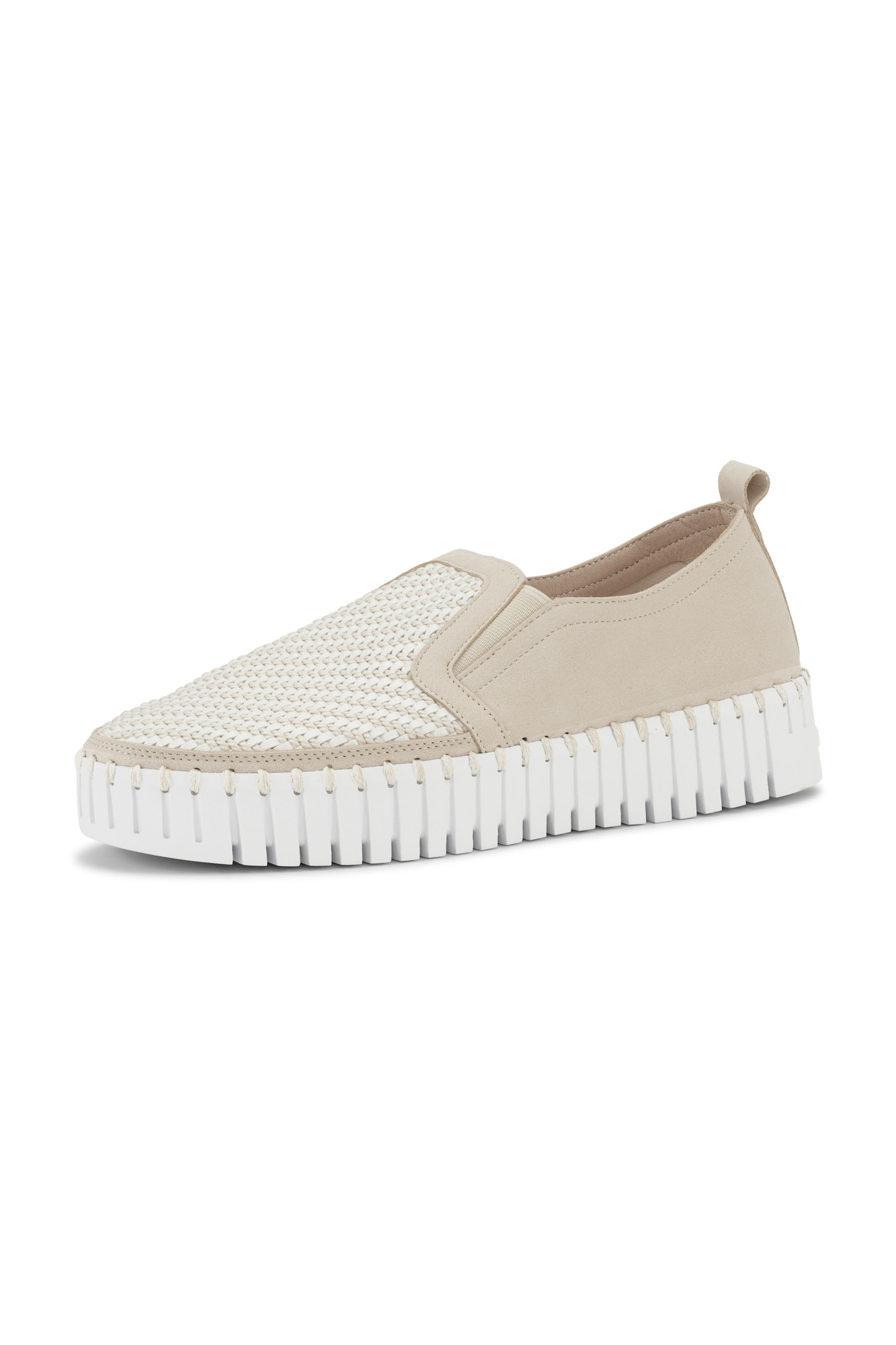 Platform slip on with a unique woven design