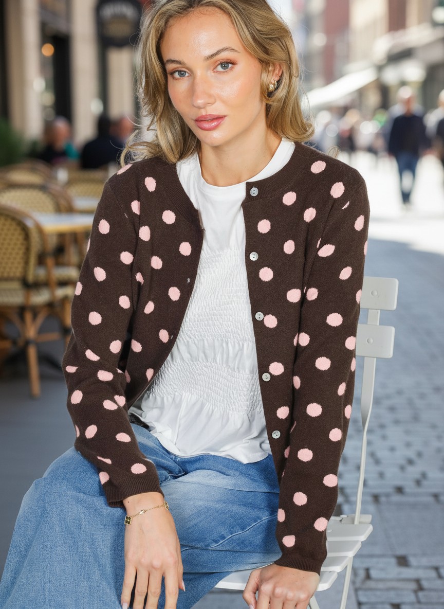 polka dot cozy cardigan