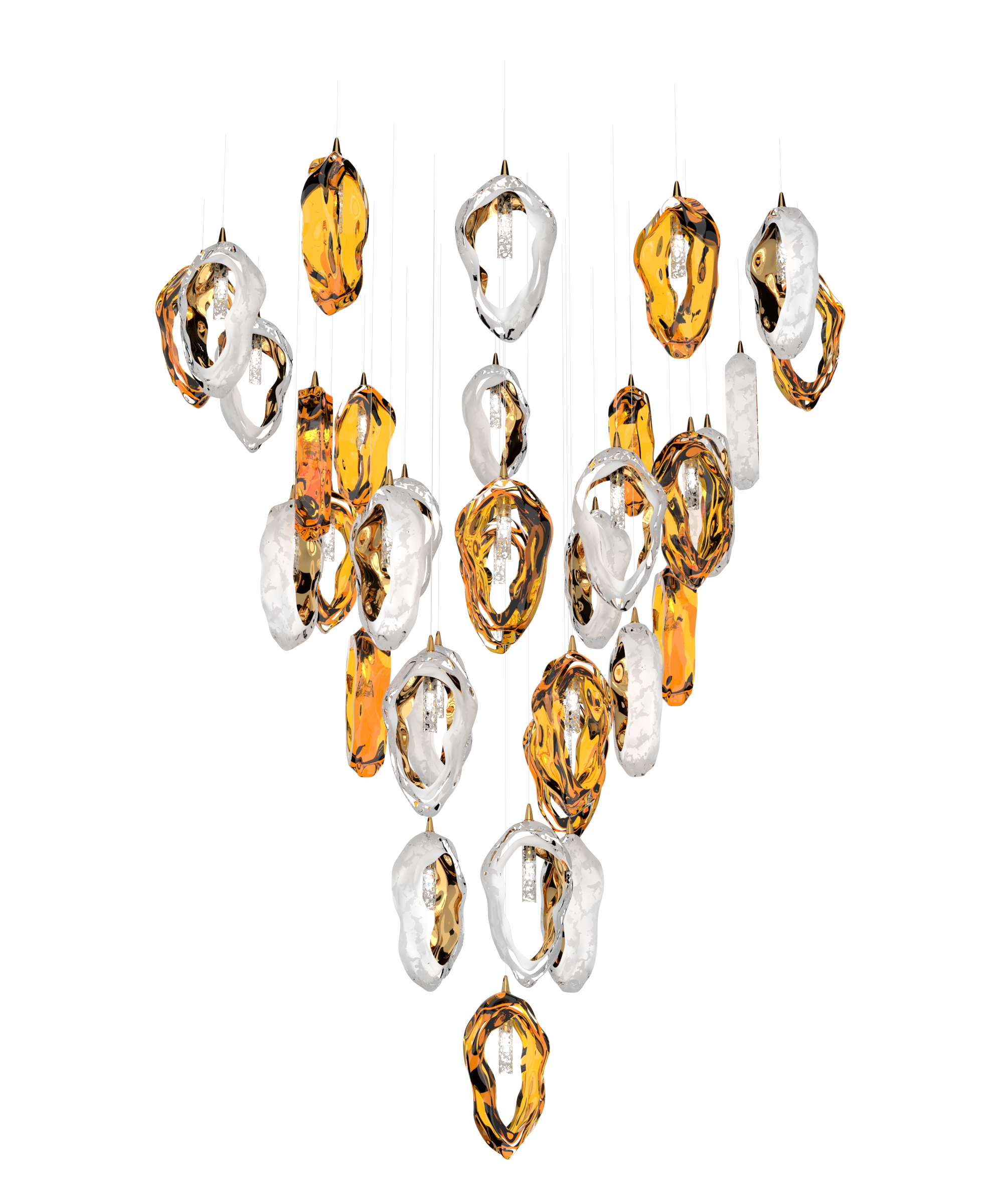Color: crystal + opal + gold + French embossing/crystal + gold topaz Diameter: 1400 mm (55,12 in) Height: 1800 mm (70,87 in) Weight: 106 Kg Light source: 34 x G9