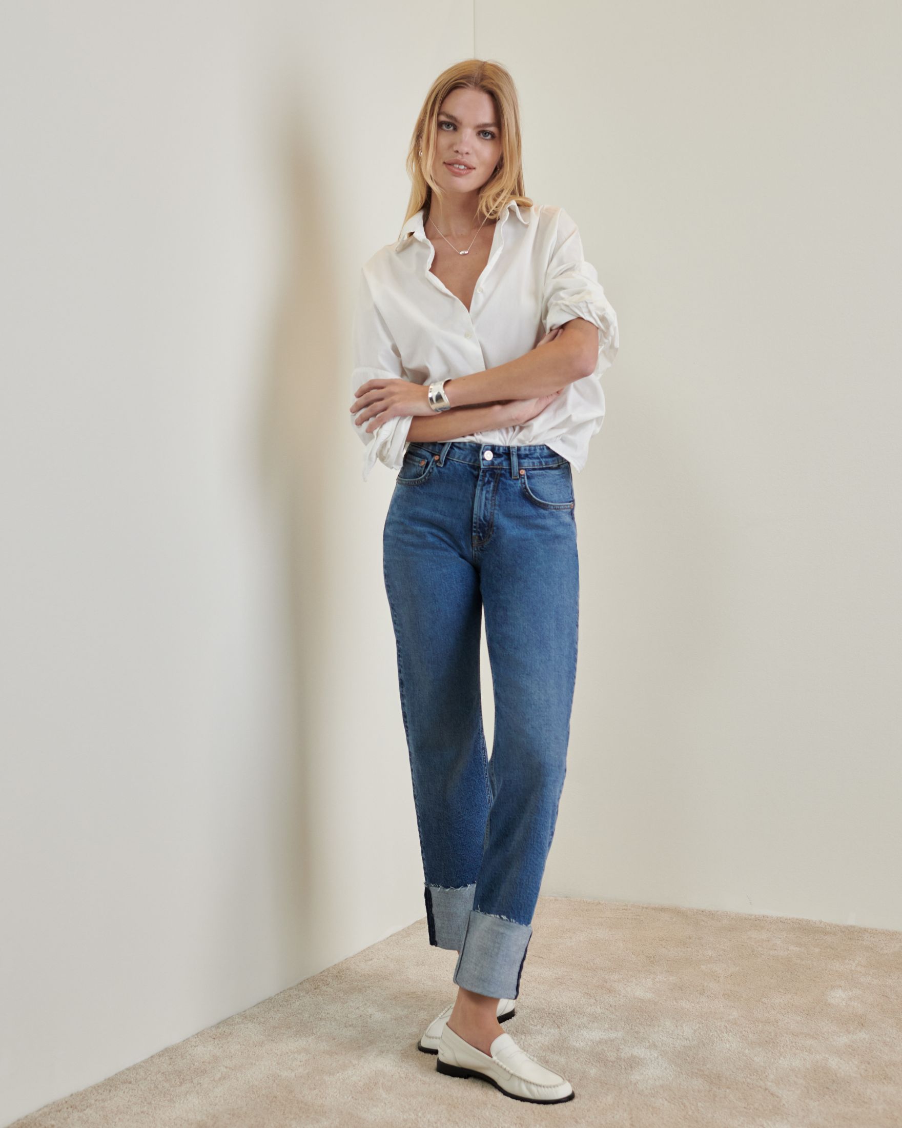 Our straight leg, added with a little cuff.