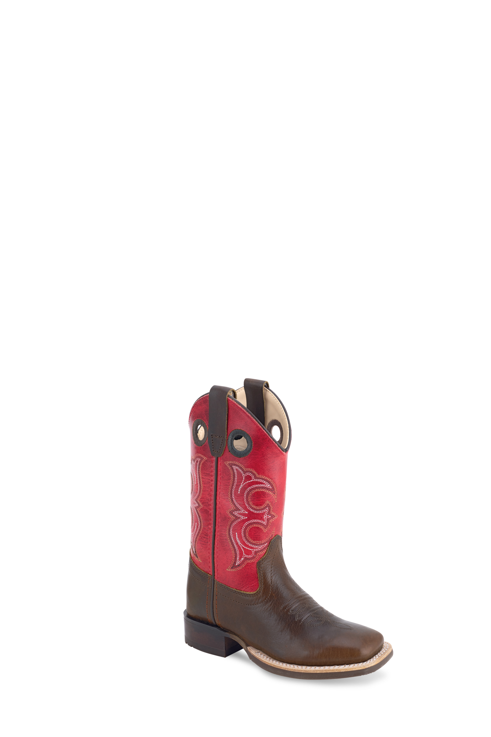 All over leather foot & shaft, 6 – row fancy stitch, reinforced shanks, hand corded medallion, 3/4 natural leather welt, Goodyear welted, cushion insole, broad square toe and rubber outsole.