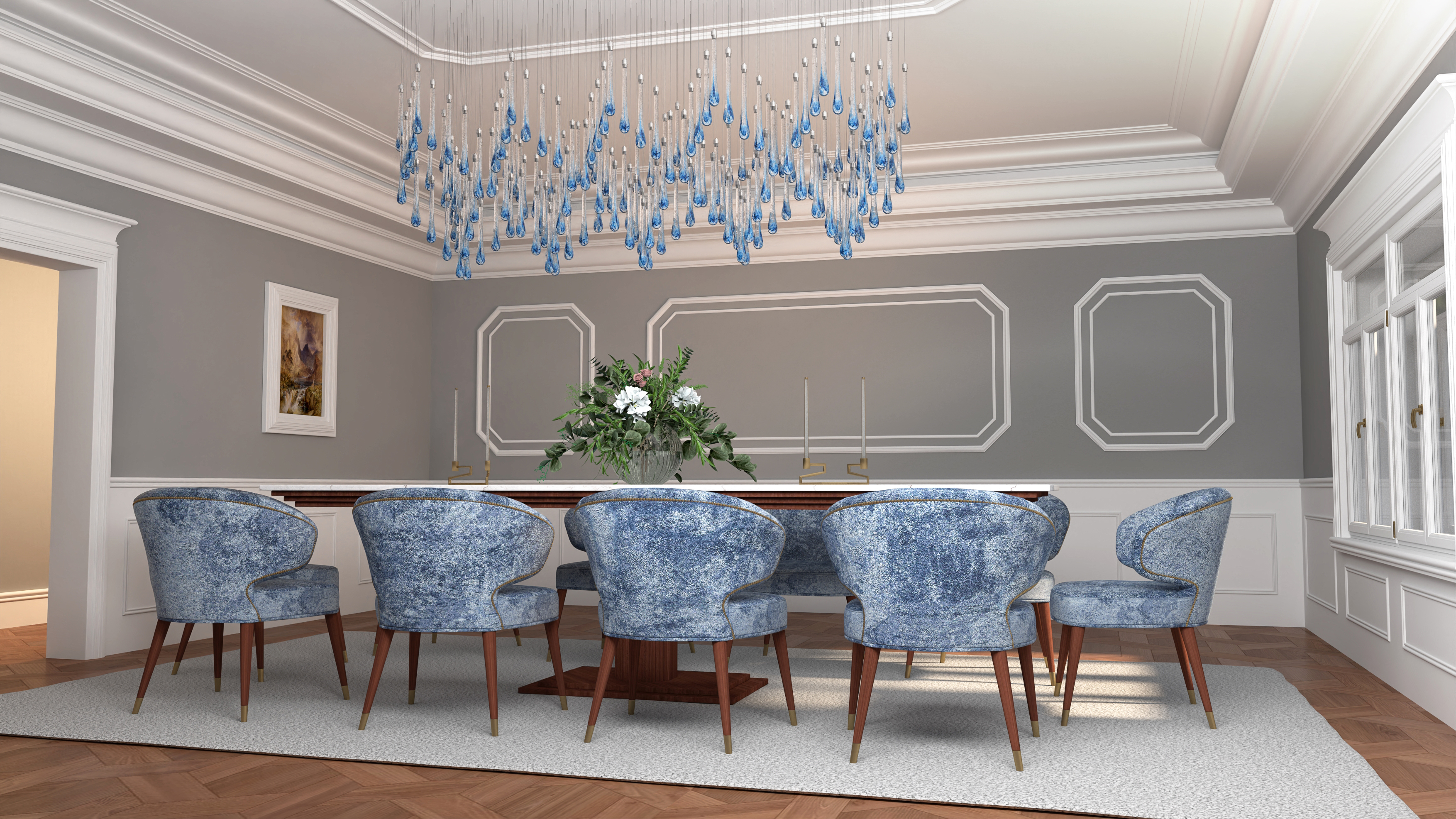 Color: crystal + middle blue + turquoise + soda Length: 2160 mm (85,04 in) Width: 830 mm (32,68 in) Height: 850 mm (33,46 in) Weight: 52 kg Light source: 40 x LED chips 